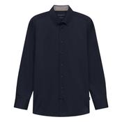Casual Long Sleeve Plain Shirt- Navy - M image