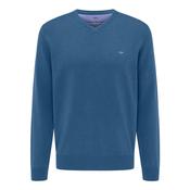 V-Neck Superfine Cotton Jumper - Azure blue - L
