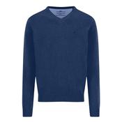 V-Neck Superfine Cotton Jumper  - Navy - M