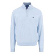 Fine Knit Cotton 1/4 Zip Sweater - Breeze Blue - L image