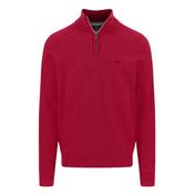Cotton Troyer-Zip Structure Sweater - Red - M image