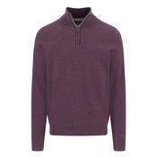 Cotton Troyer-Zip Structure Sweater - Purple - M image