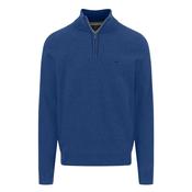 Cotton Troyer-Zip Structure Sweater - Blue - M image
