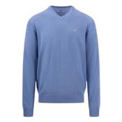 V-Neck Superfine Cotton Jumper - Blue - L