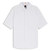 Rash Cotton Oxford Short Sleeve Shirt - White - M
