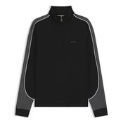 Contrast-Detail Zip-Neck Track Sweatshirt - Black - S