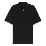 Regular-fit Polo Shirt with Zip Closure- Black - M image