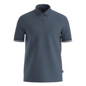 Regular-fit Polo Shirt with Zip Closure - Blue - M image