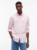 Regular Fit Flag Embroidery Striped Oxford Shirt - Pink - S image