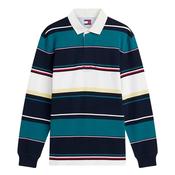 Relaxed Fit Mixed Stripe Rugby Shirt - Navy - S image