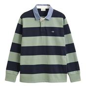 Chambray Collar Stripe Heavy Rugger - Green - S