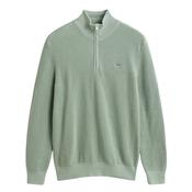 Micro Textured Cotton Half Zip Jumper - Green - M