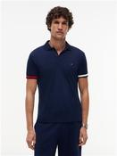 Slim Fit Fluid Cotton Knit Tipped Polo Shirt - Navy - M
