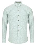 Frank Tapered Slim Fit Printed Shirt - Green - 15.5 image