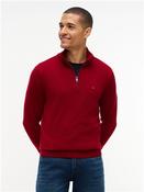 Pima Cotton Cashmere Blend Half Zip Sweater - Red - S image