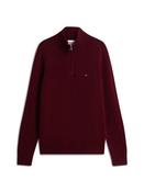 Lambswool Zip Mock Sweater - Wine - S