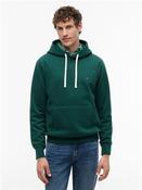 Peached Fleece Contrast Drawstring Hoodie - Green - S