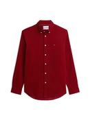Solid Corduroy Button-Down Shirt - Red - M