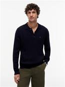 Classic Cotton Cable Polo Jumper - Navy - M