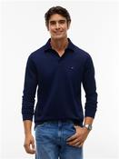 Regular Waffle Long Sleeve Polo Shirt - Navy - S
