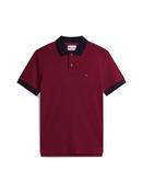 Interlock Contrast Placket Polo Shirt - Wine - S image
