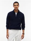 Pima Cotton Cashmere Blend Half Zip Sweater - Navy - M image