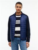 Mixed Media Color Block Jacket - Navy - S image