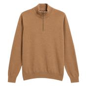 Cotton Half Zip Knitted Jumper - Sandstone Beige - M image