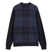 Mineral Tartan Crew Neck Jumper - Navy - M image