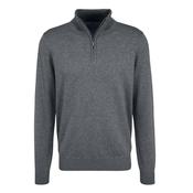 Fine Knit Cotton 1/4 Zip Sweater - Grey - L image