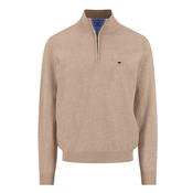 Fine Knit Cotton 1/4 Zip Sweater - Beige - S image