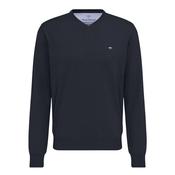 Fine Knit Cotton V-Neck Sweater - Navy - S image
