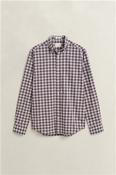 Reg Poplin Check Shirt - Wine - M