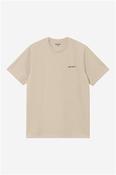 S/S Script Embroidery T-Shirt - Beige - S