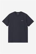 S/S Script Embroidery T-Shirt - Navy - M
