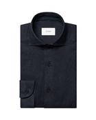 Navy Blue Solid Flannel Shirt - Navy - M