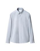 Light Blue Solid Oxford Shirt - Blue - M