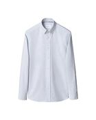 Mid Blue Striped Oxford Shirt - Blue - L