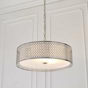 Cordero Ceiling Light - Satin Nickel with White Fabric Shade image