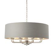 Highclere Ceiling Light - Bright Nickel with Charcoal Linen Shade (8 Light) image