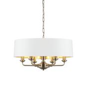 Highclere Ceiling Light- Antique Brass with White and Gold Shade (6 Light) image