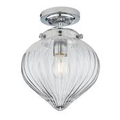 Cheston Flush Ceiling Light - Chrome with Ribbed Glass Shade image