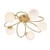Ellipse Ceiling Light - Satin Brass with 5 Matt Opal Glass Shades image