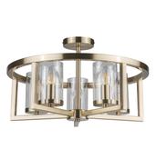 5 Light Semi Flush Antique Brass ceiling light image