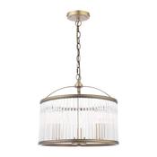Laura Ashley sutton 3 light pendant matt antique brass and ribbed glass