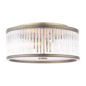 Laura Ashley sutton 2 light flush matt antique brass and ribbed glass image