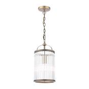 Laura Ashley sutton pendant matt antique brass and ribbed glass. image