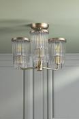 Laura Ashley hilcote 3 light semi-flush matt antique brass and glass image
