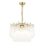 Laura Ashley penlee 4 light pendant matt antique brass and ribbed glass image