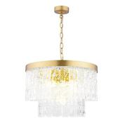 Laura Ashley 4 light pendant matt antique brass and textured glass image